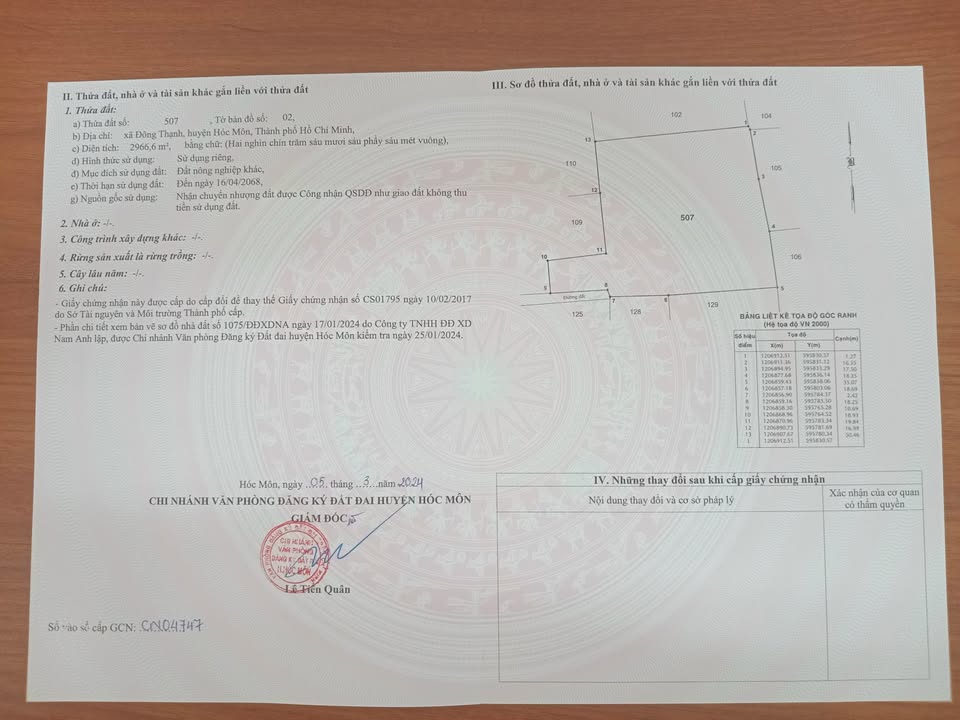 Đất nông nghiệp 2967m² Đông Thạnh, Hóc Môn giá 14 tỷ - Sổ đỏ riêng, đầu tư tiềm năng!