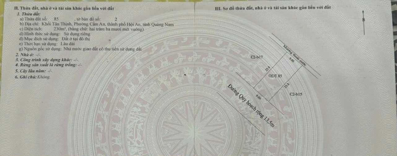 Đất nền đường Trường Sa, Cẩm An, Hội An 230m² giá 9.5 tỷ - Cơ hội đầu tư sinh lời!