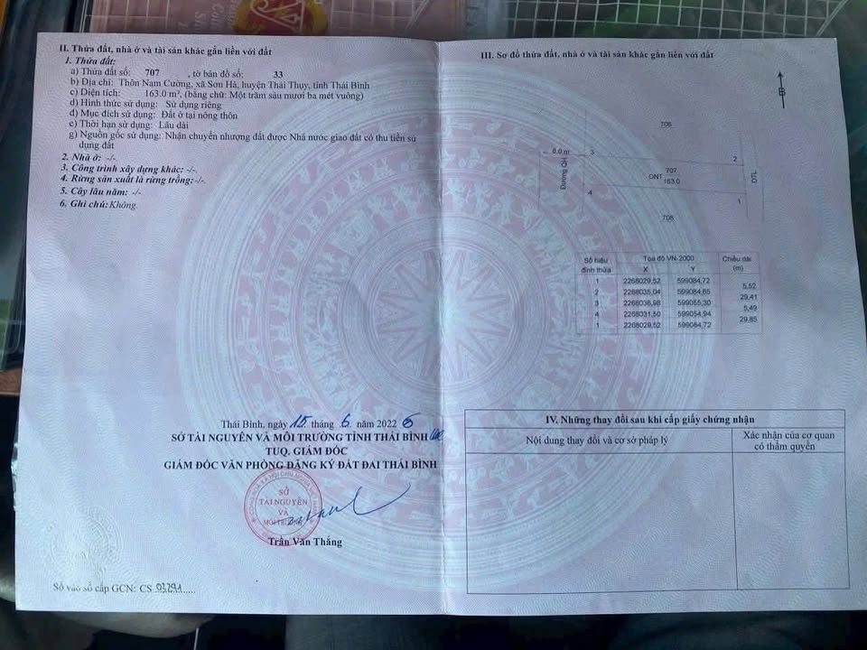 Đất thổ cư Sơn Hà - Thái Thụy 163m² giá thỏa thuận - Đường ô tô thông thoáng!