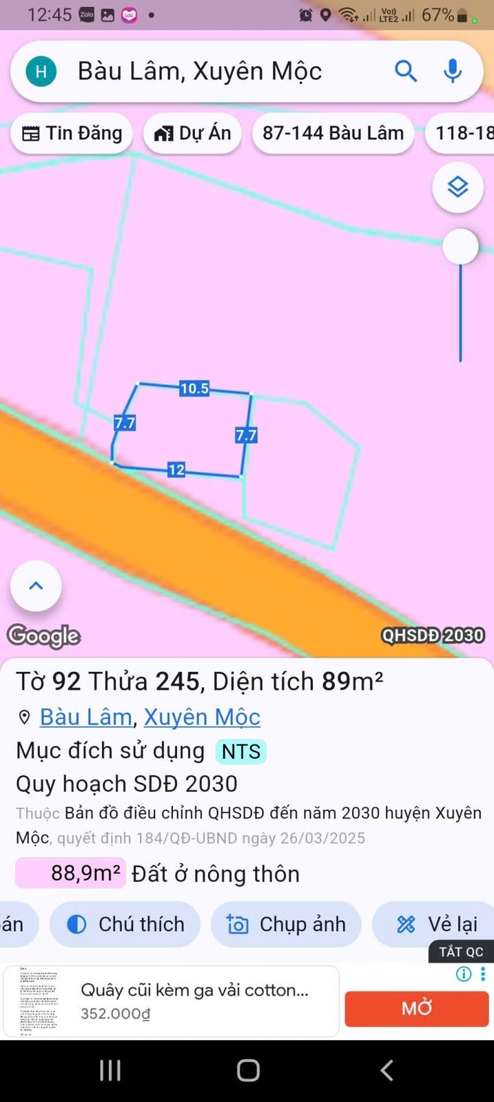 Đất nền Bàu Lâm, Xuyên Mộc 200m² giá 300 triệu - Sổ đỏ chính chủ!