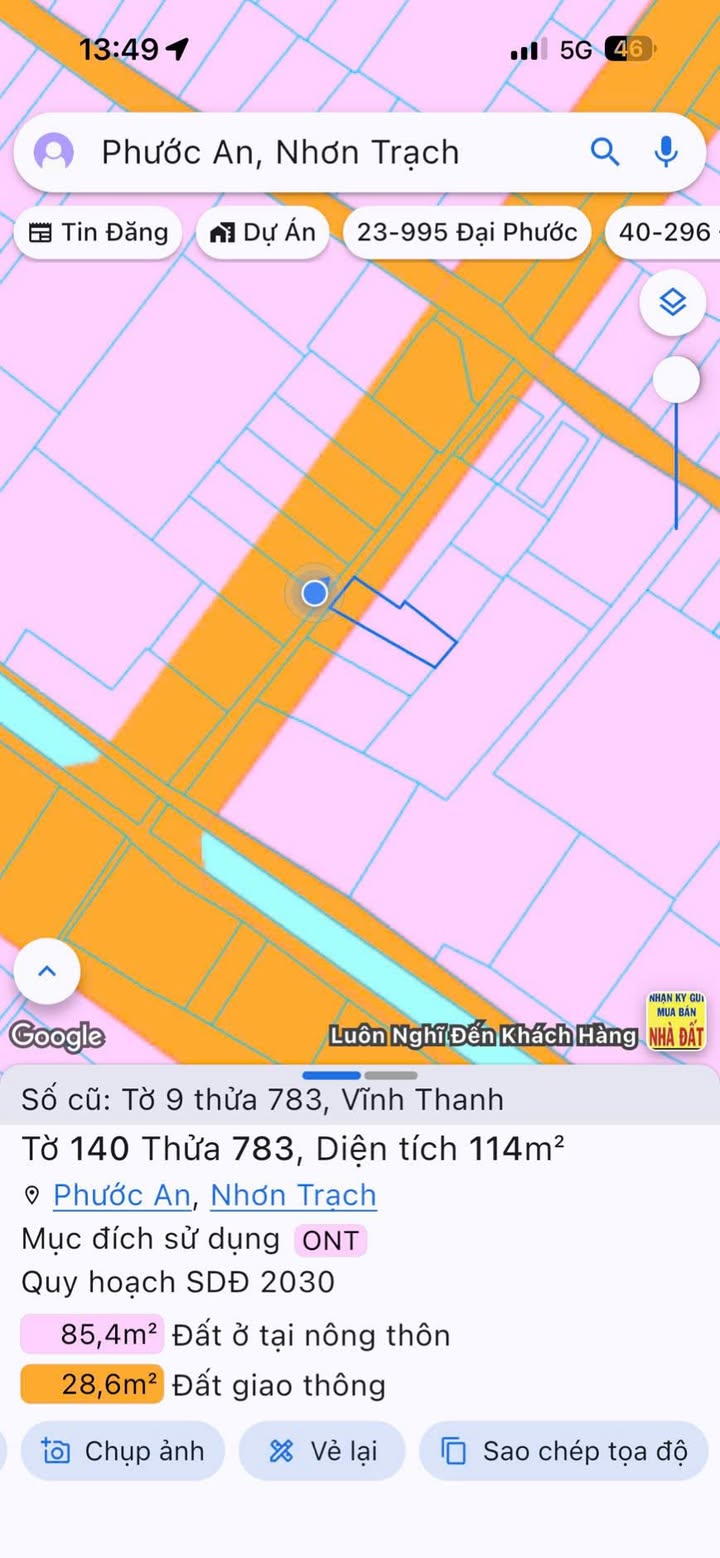 Đất Thổ Cư Xã Vĩnh Thanh, Nhơn Trạch 114m² - Giá Tốt Nhất Khu Vực!