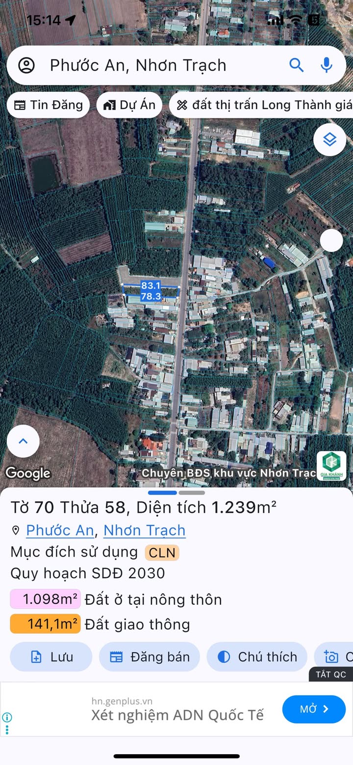 Đất mặt tiền đường Hùng Vương, xã Phước An, 1303m² giá 9.827 tỷ - Đầu tư sinh lời ngay!