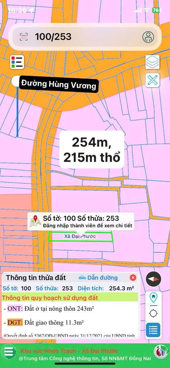 Đất nền Đại Phước Nhơn Trạch 254m² giá 20 triệu - Mặt tiền đường Vườn Chuối