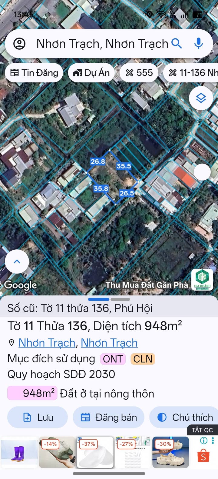 Đất nền Phú Hội Nhơn Trạch 948m² giá 6 tỷ - Sổ hồng chính chủ, xây dựng tự do!