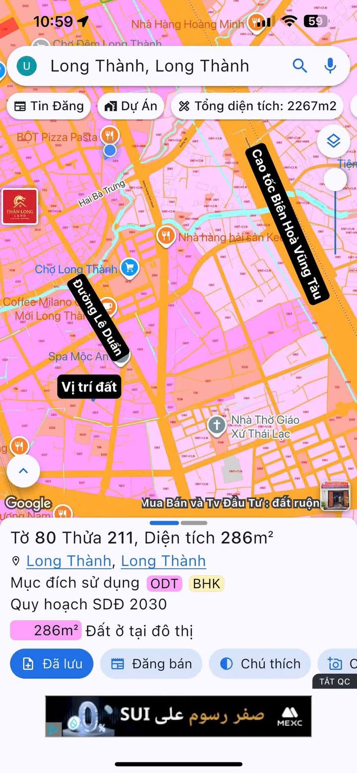 Đất Long Thành 286m² giá 5.2 tỷ - Mặt tiền Lý Thái Tông kinh doanh đa ngành!