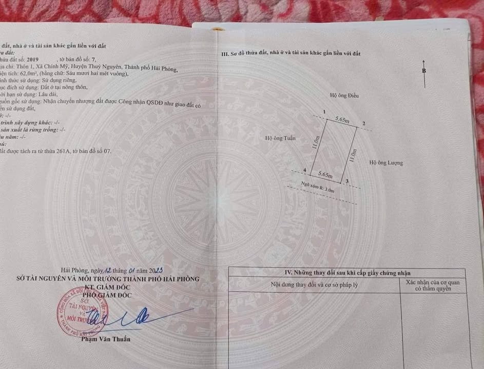 Đất chính chủ Chính Mỹ, Thủy Nguyên 62m² giá chỉ 8 triệu/m² - Cơ hội đầu tư hấp dẫn!