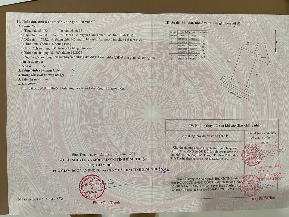 Đất nền 6119m² xã Hàm Thuận - Mặt tiền 27.7m, giá 3 tỷ - Cơ hội đầu tư vàng!