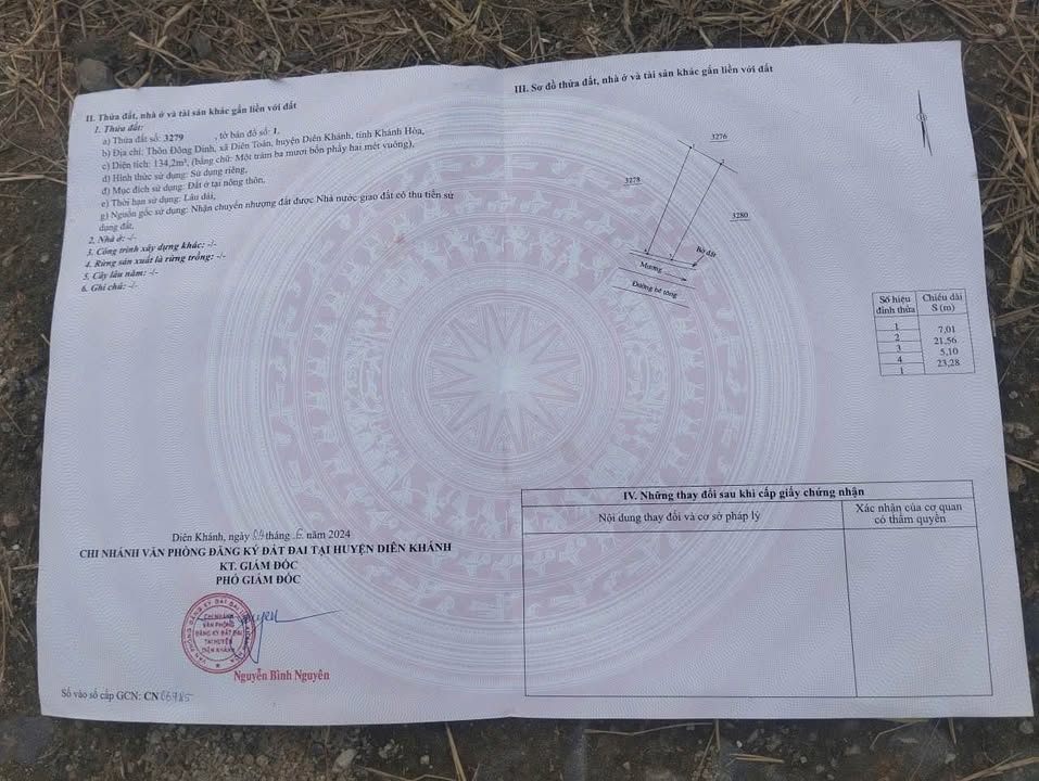 Đất thổ cư Diên Toàn, Diên Khánh 134m² giá 2.378 tỷ - Sổ hồng riêng, thương lượng nhẹ!