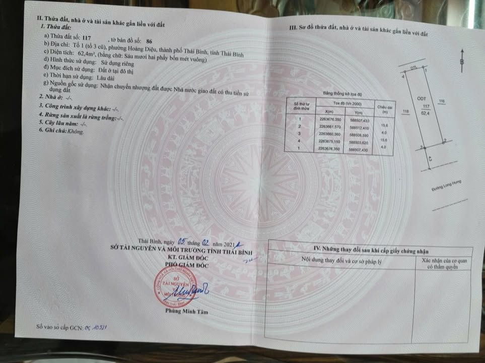 Đất mặt tiền đường Long Hưng, phường Hoàng Diệu, 62.4m², giá 3.5 tỷ - Kinh doanh sầm uất!