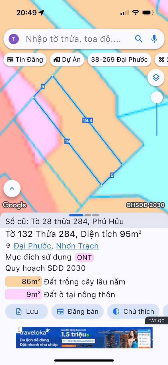 Đất thổ cư 95m² xã Phú Hữu, Nhơn Trạch giá chỉ 1.3 tỷ - Cơ hội đầu tư lý tưởng!