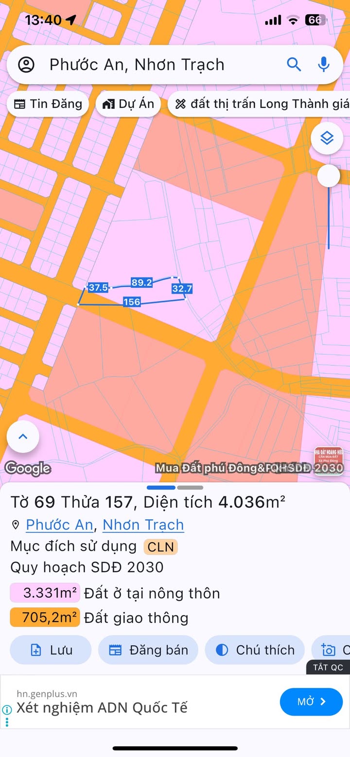 Đất vườn tại xã Phước An, Nhơn Trạch 4036m² giá chỉ 6.054 tỷ - Đầu tư sinh lời ngay!