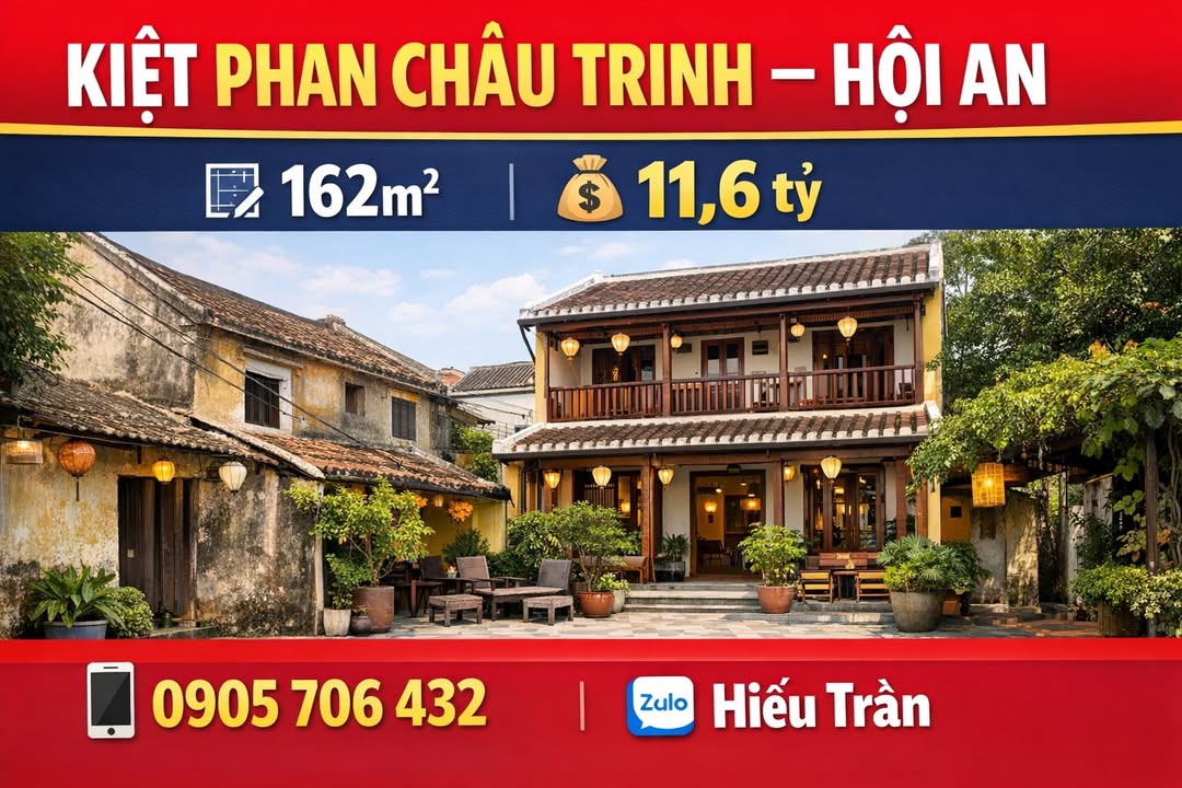 Nhà phố Kiệt Phan Châu Trinh Hội An 162m² giá 11.6 tỷ - Đầu tư sinh lời hấp dẫn!
