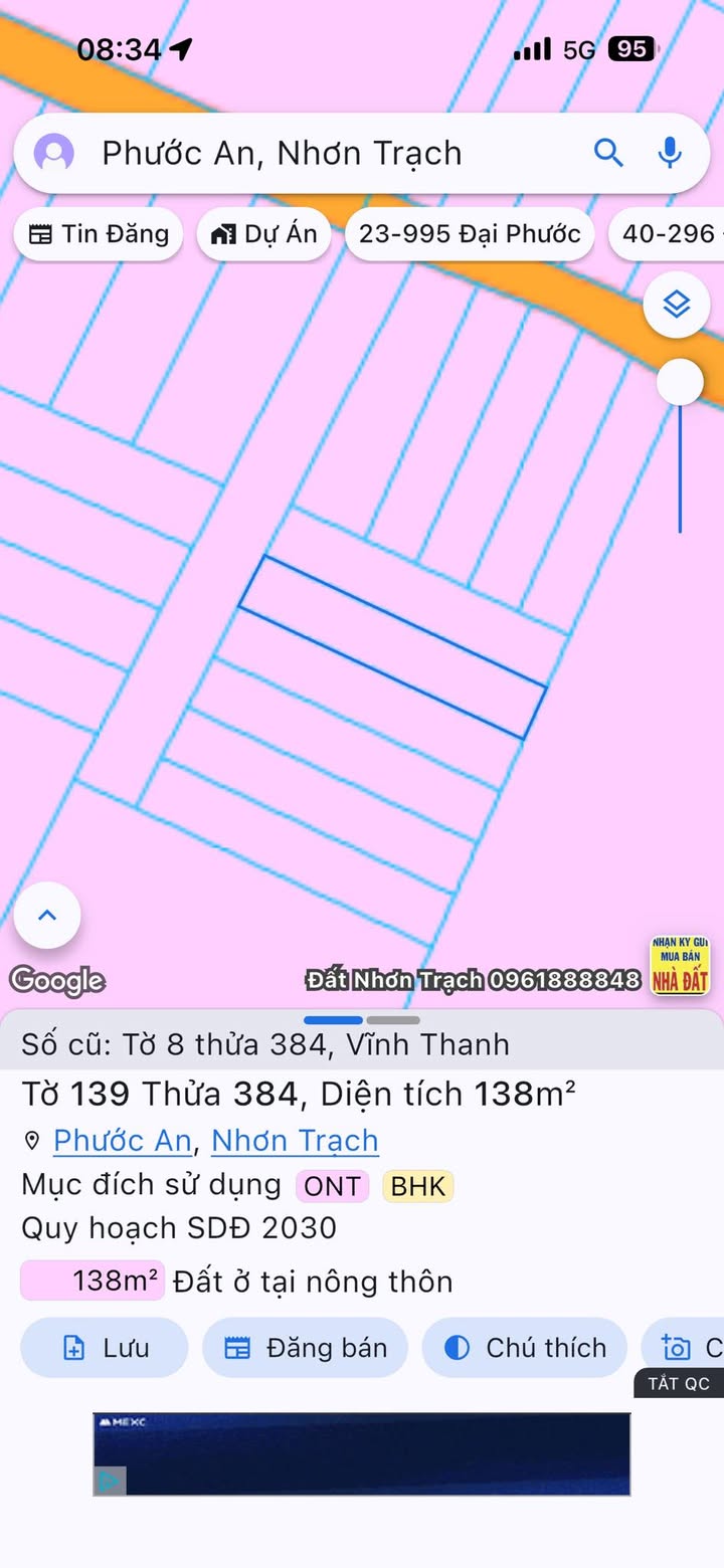 Đất nền Nhơn Trạch 138m² giá thỏa thuận - Đường Hùng Vương, xây dựng tự do!