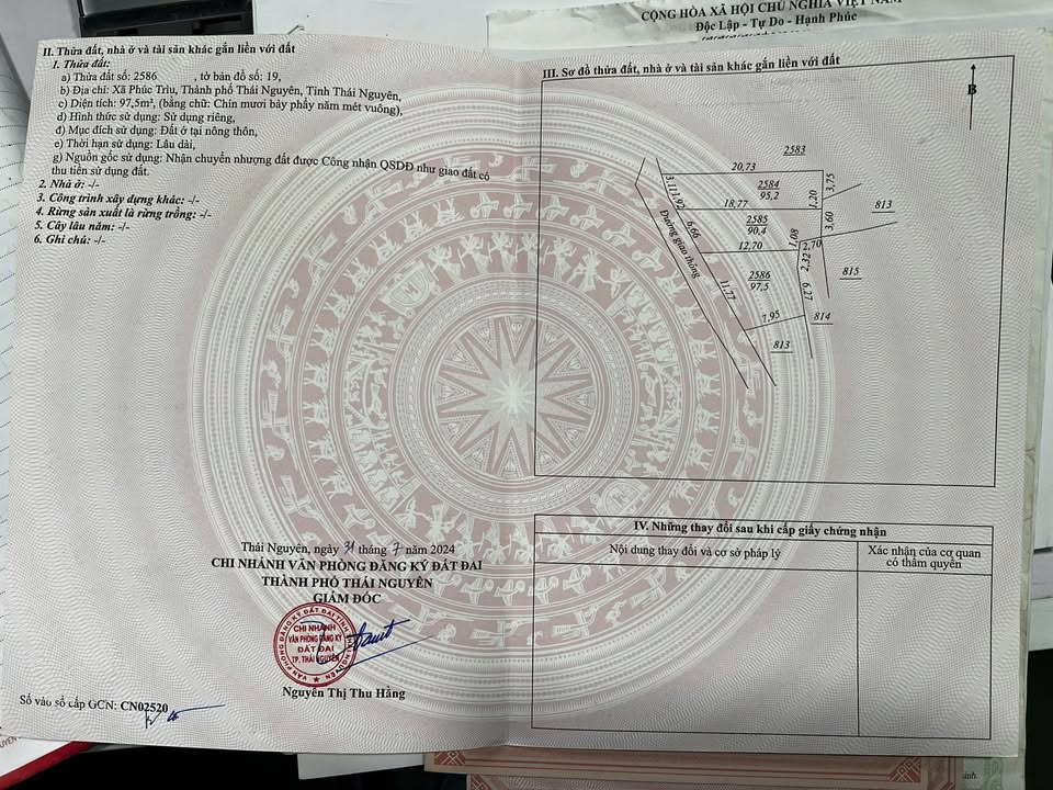 Đất thổ cư xã Phúc Trìu Thái Nguyên 97m² giá 500 triệu - Đầu tư sinh lời tuyệt vời!