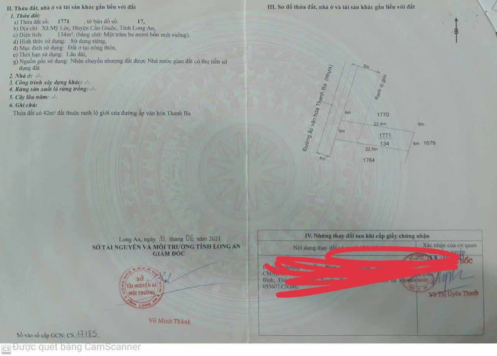 Lô đất thổ cư 134m² tại xã Mỹ Lộc, huyện Cần Giuộc - Sổ hồng riêng, giá chỉ 1.57 tỷ!