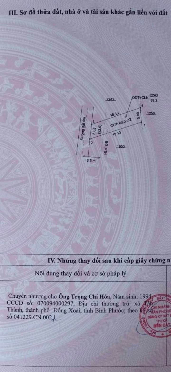 Đất thổ cư Thới Hòa, Bến Cát 90m² - Giá đầu tư hấp dẫn!