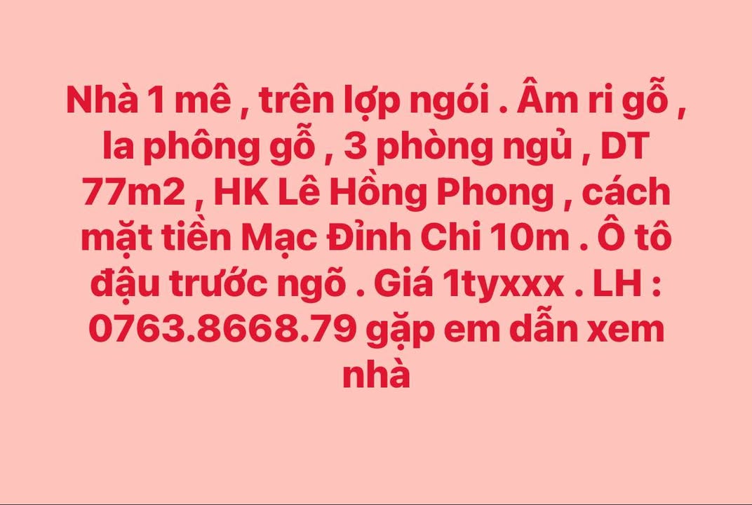 Nhà phố Lê Hồng Phong, Quảng Ngãi 77m² giá 1 tỷ - Thiết kế hiện đại, tiện nghi!