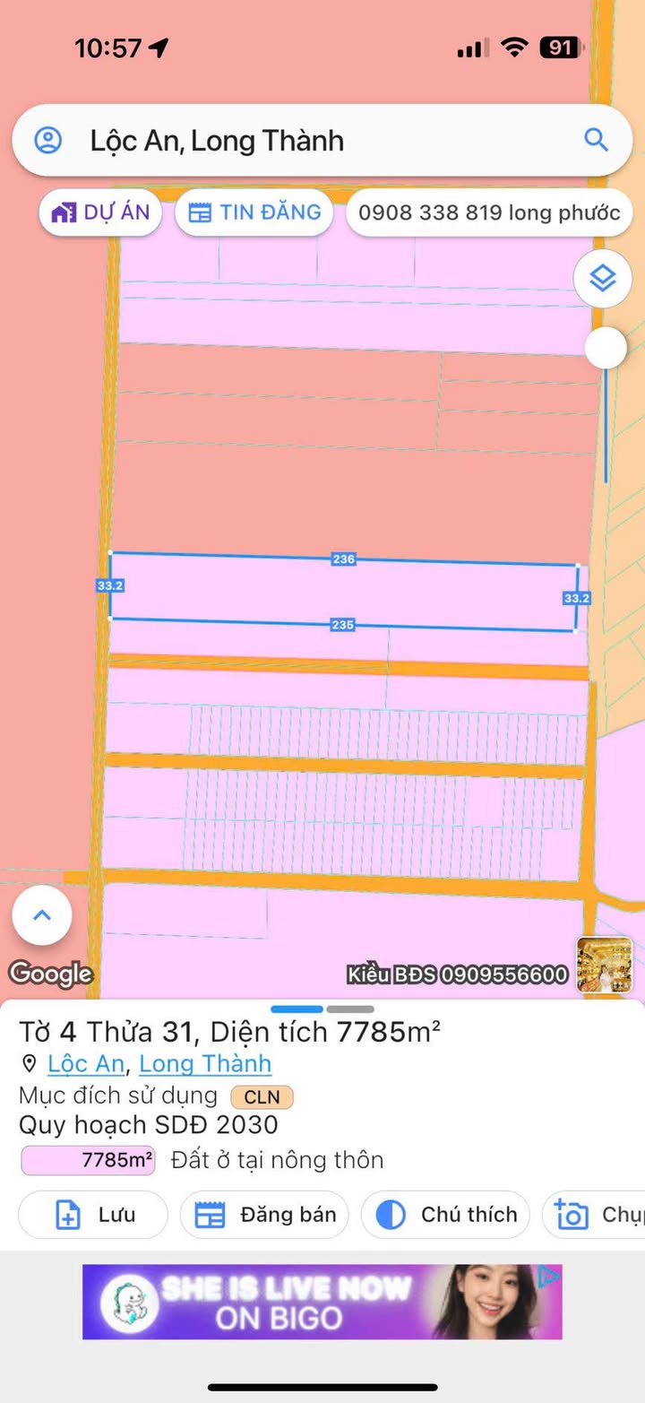 Đất Lộc An Long Thành 2880m² giá 2.2 triệu/m² - Cơ hội đầu tư hấp dẫn!