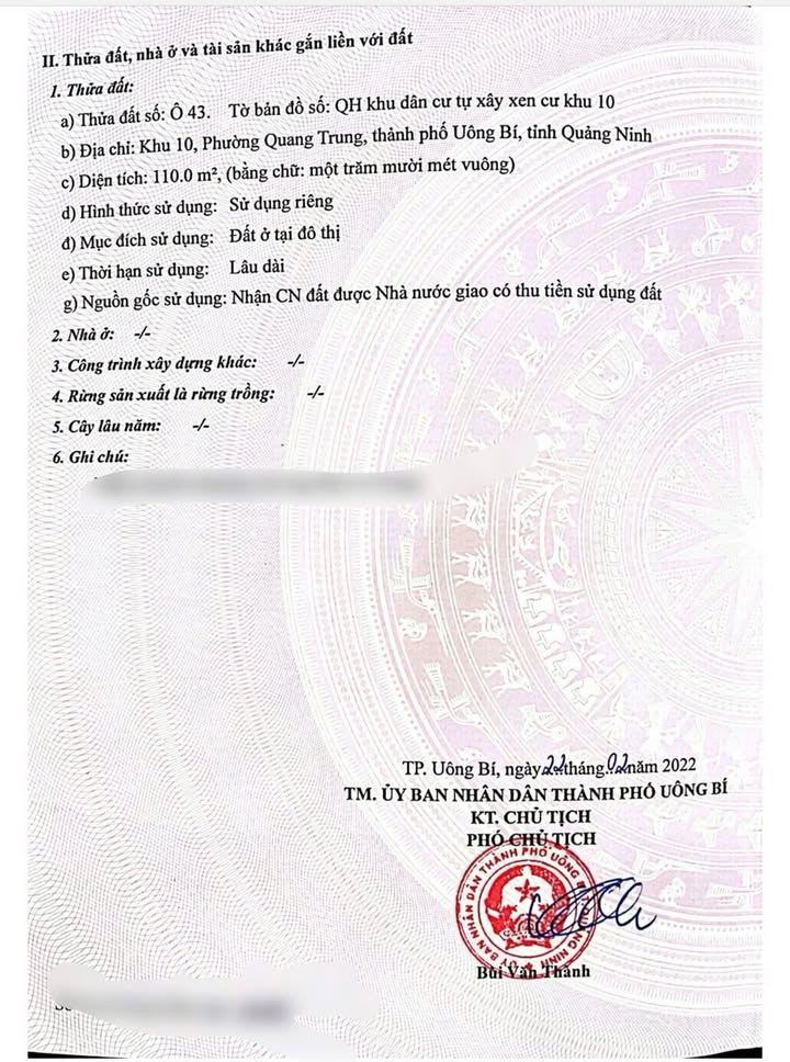 Bán đất khu dân cư Quang Trung, Uông Bí 110m² giá 1 tỷ - Đối diện hồ điều hòa thoáng mát!