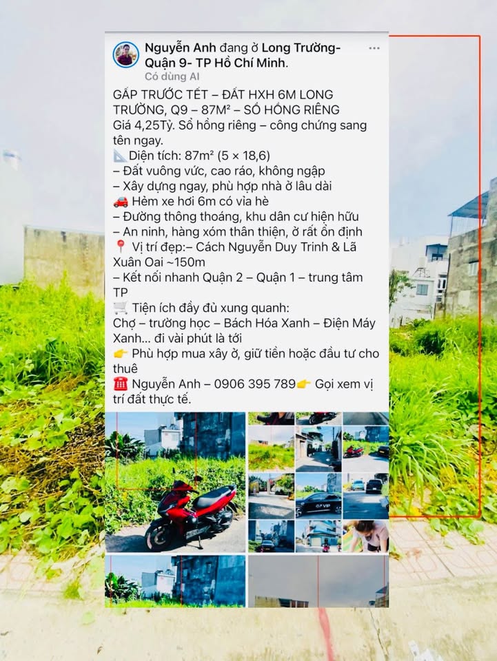 Đất nền Long Trường, Quận 9 - 87m² giá 4,25 tỷ - Sổ hồng chính chủ, xây dựng ngay!