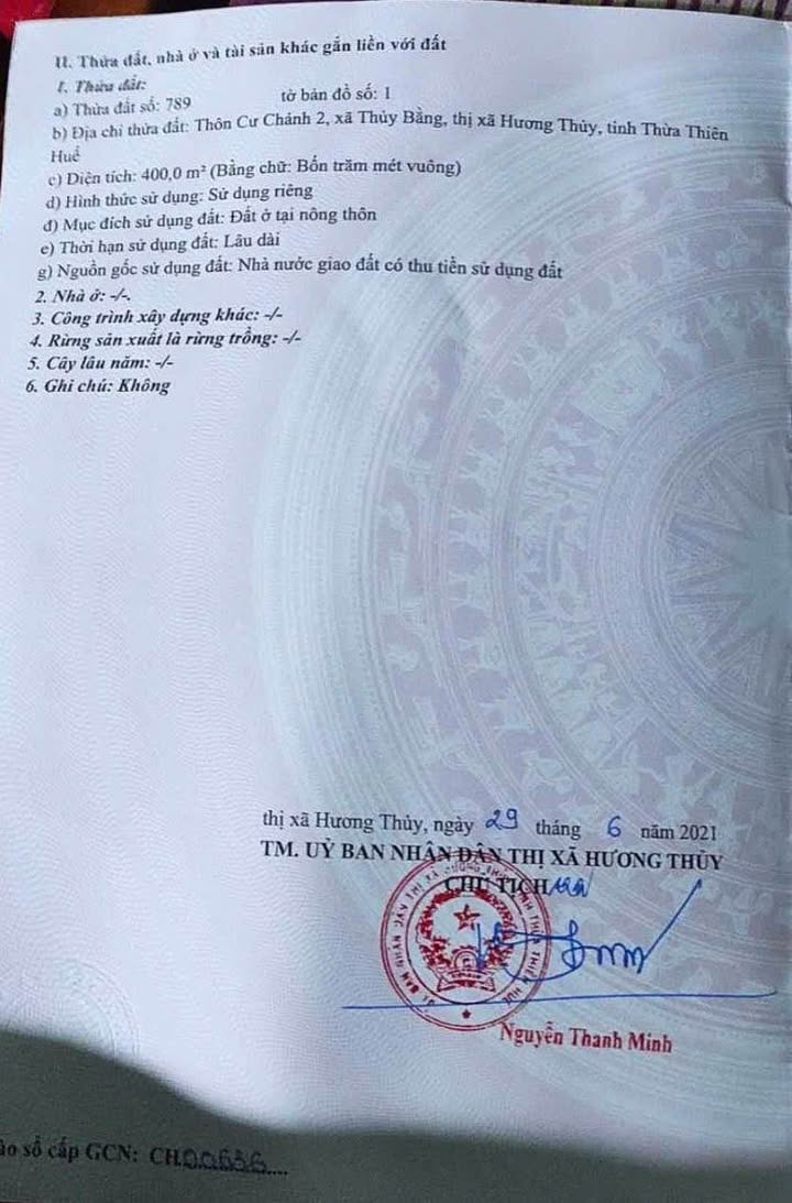 Đất biệt thự Cư Chánh, Thủy Bằng 400m² giá 4 tỷ - Cơ hội đầu tư hiếm có!