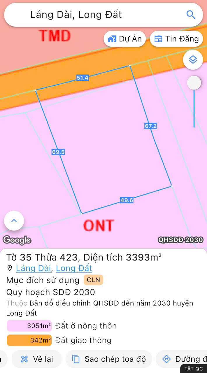 Đất nền Láng Dài, Đất Đỏ 3393m² giá 4.5 tỷ - Đầu tư sinh lời hấp dẫn!