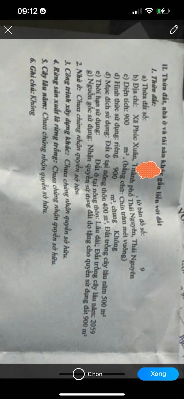 Đất thổ cư Phúc Xuân Thái Nguyên 900m² giá 3 tỷ - Cơ hội đầu tư sinh lời!