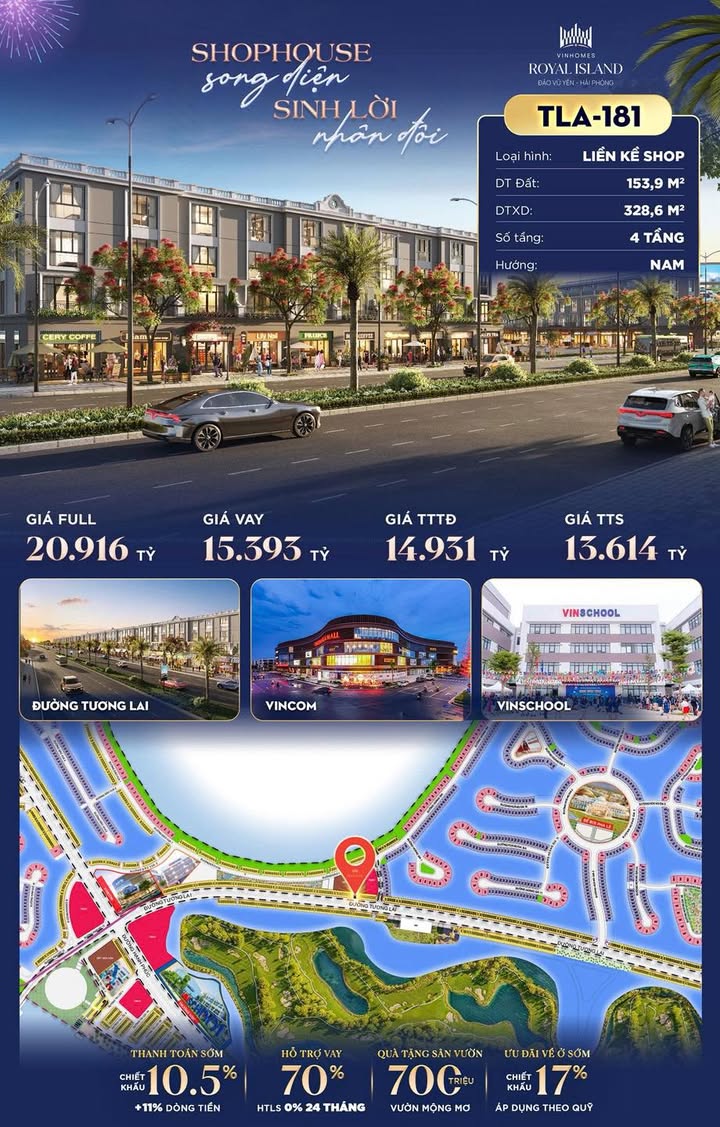 Shophouse Đường Tương Lai, Hải Phòng 153m² giá 13.614 tỷ - Chiết khấu 42% hấp dẫn!