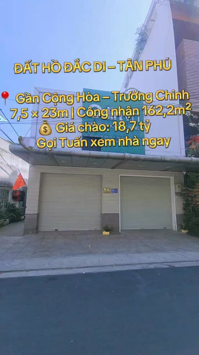 Đất Hồ Đắc Di Tân Phú 162m² giá 18.7 tỷ - Đầu tư sinh lời hấp dẫn!
