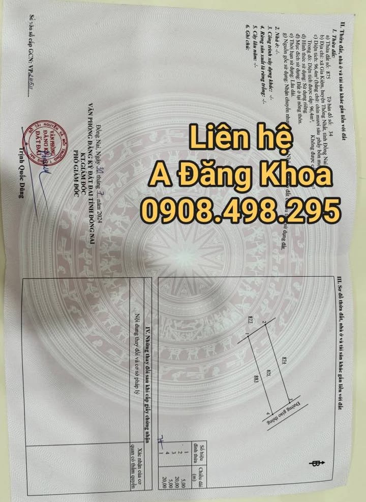 Đất nền Gia Kiệm, Thống Nhất, Đồng Nai 100m² giá 500 triệu - Cơ hội đầu tư tuyệt vời!