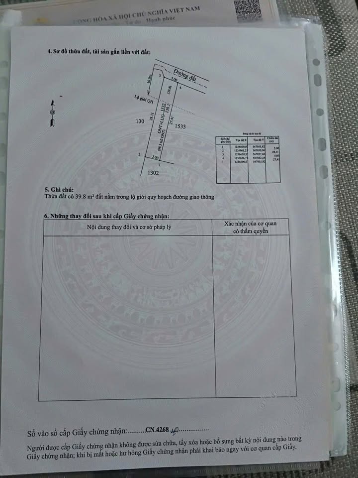 Đất nền chính chủ xã Long Chữ, Tây Ninh 140m² giá chỉ 245 triệu - Sổ hồng rõ ràng!