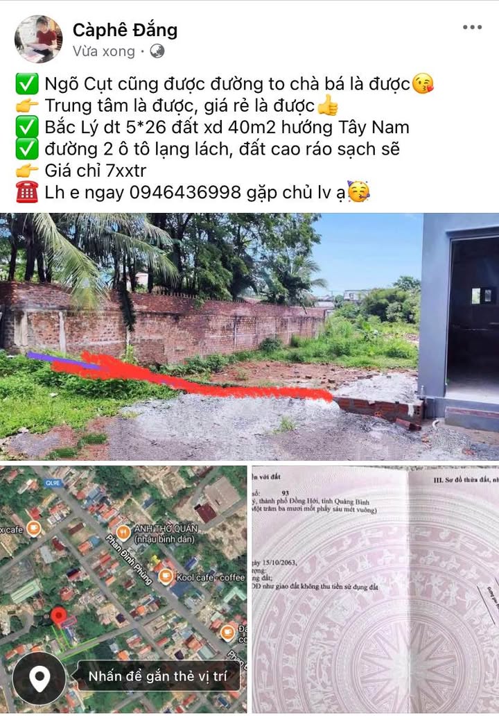 Đất nền Bắc Lý, Đồng Hới 130m² giá chỉ 700 triệu - Cơ hội đầu tư tuyệt vời!