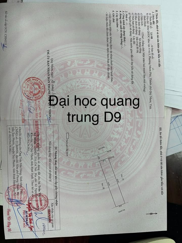 Đất nền Đại học Quang Trung Quy Nhơn 125m² giá 2.15 tỷ - Tiềm năng sinh lời cao!