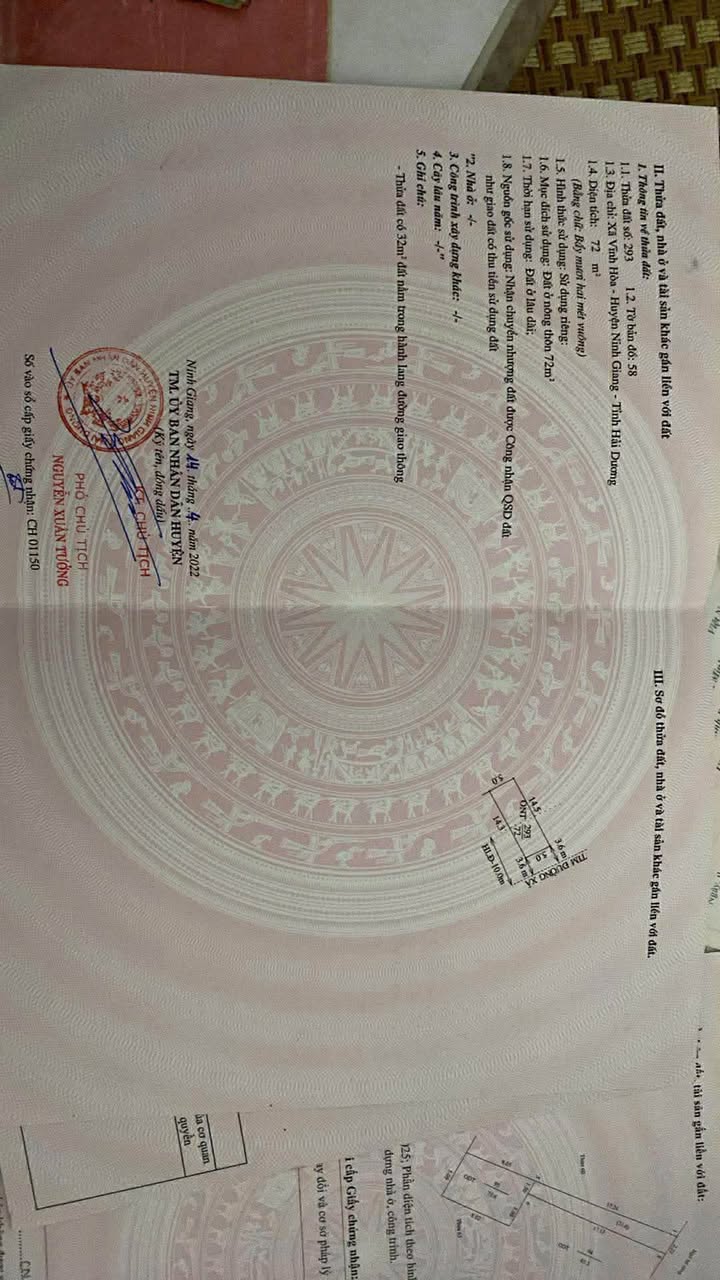 Đất Vĩnh Hòa Ninh Giang 72m² giá 1.95 tỷ - Tặng nhà cấp 4 phong thủy tốt!