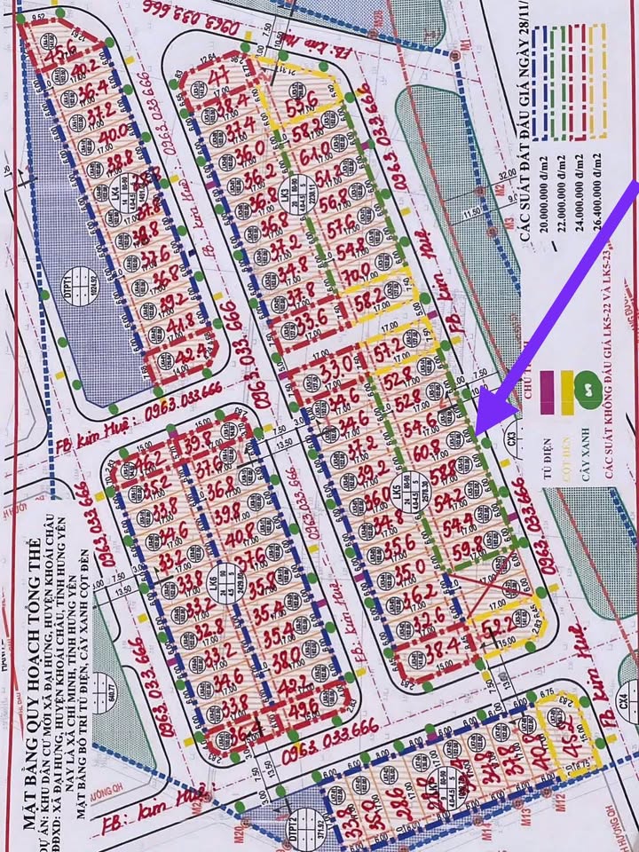 Đất nền Giãn dân Đại Hưng, Khoái Châu 102m² giá 6.22 tỷ - Mặt tiền 6m hướng Nam, đầu tư sinh lời!