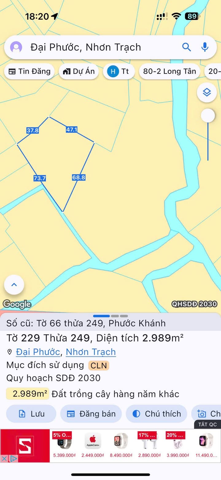 Đất nền Phước Khánh Nhơn Trạch 2989m² giá 7.176 tỷ - Cơ hội đầu tư tuyệt vời!