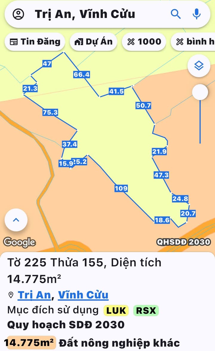 Đất nền Trị An Vĩnh Cửu 14000m² giá 2.9 tỷ - Cơ hội đầu tư sinh lời!