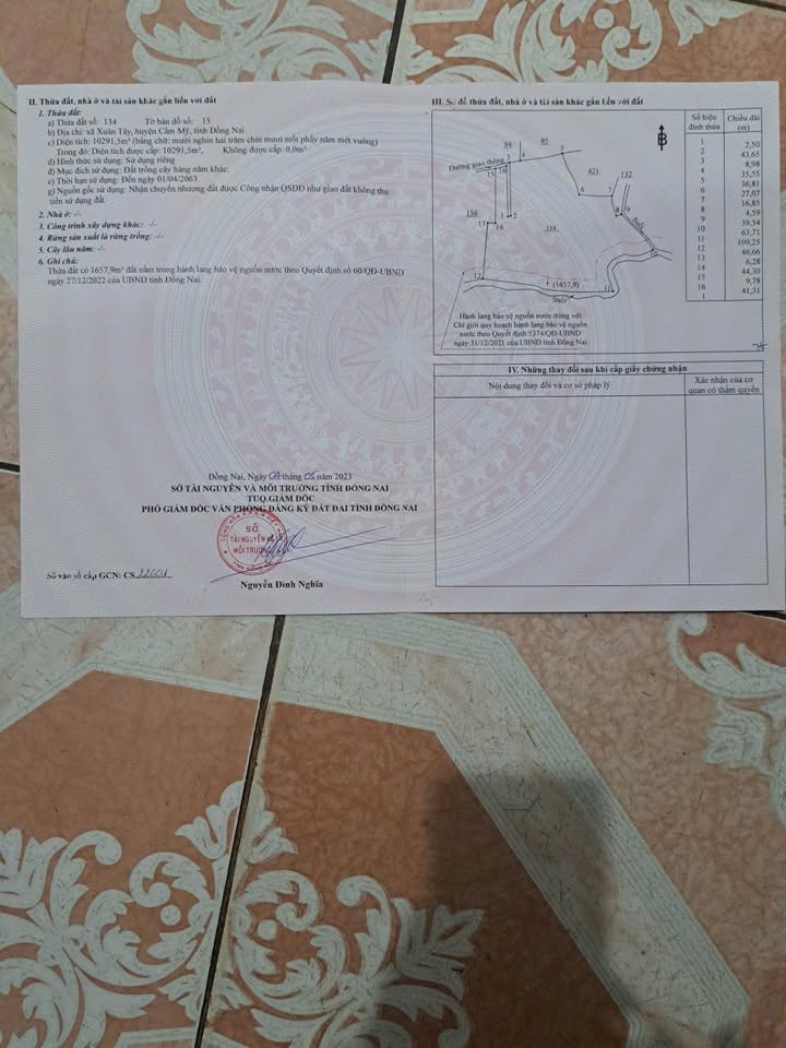 Đất nền 11.000m² xã Xuân Tây, Cẩm Mỹ - Cơ hội đầu tư giá tốt!