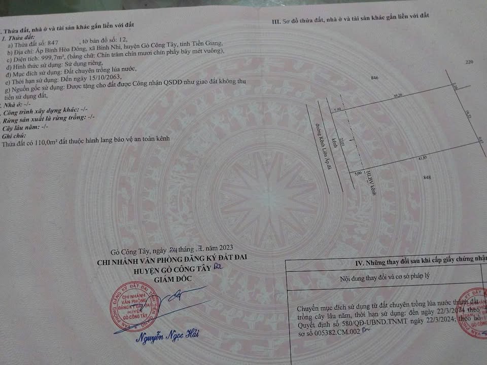 Đất nền 500m² Bình Nhì, Gò Công Tây - Giá chỉ 420 triệu, thích hợp nghỉ dưỡng!