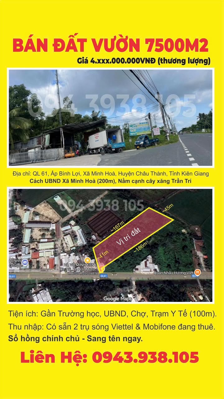 Đất vườn 7.500m² Quốc lộ 61, Kiên Giang - Đầu tư sinh lời ngay!