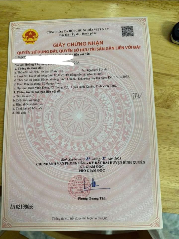 Đất nền Trung Mỹ Vĩnh Phúc 114m² - Giá tốt cho đầu tư sinh lời!