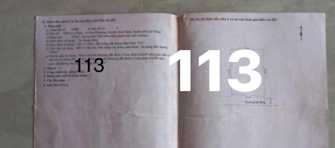 Đất nền 190m² thôn La Châu, Hòa Khương, Đà Nẵng - Hướng Nam, sổ hồng chính chủ!