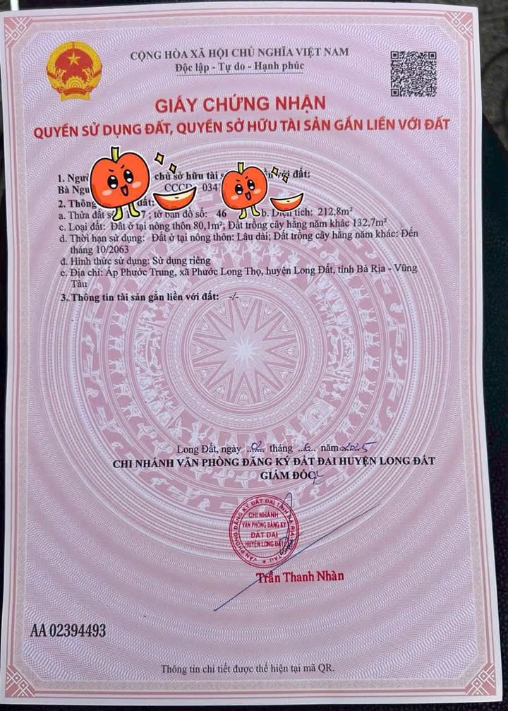 Đất thổ cư 80m² tại Phước Long Thọ, Đất Đỏ - Giá chỉ 750 triệu, thương lượng tốt!