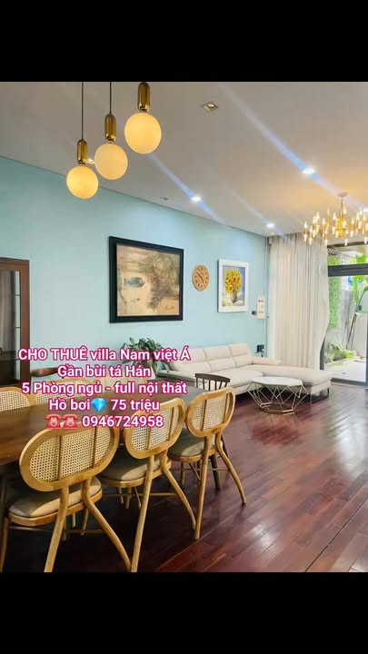 Villa cho thuê Khu Nam Việt Á Đà Nẵng 200m² giá 75 triệu - Hồ bơi riêng, đầy đủ nội thất!