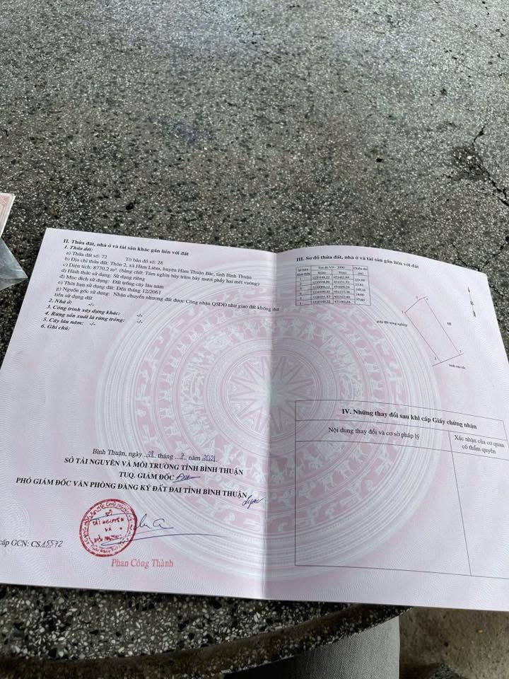 Đất mặt tiền đường nhựa Thôn Hai, xã Hàm Liêm 720m² giá 720 triệu - Cơ hội đầu tư tuyệt vời!