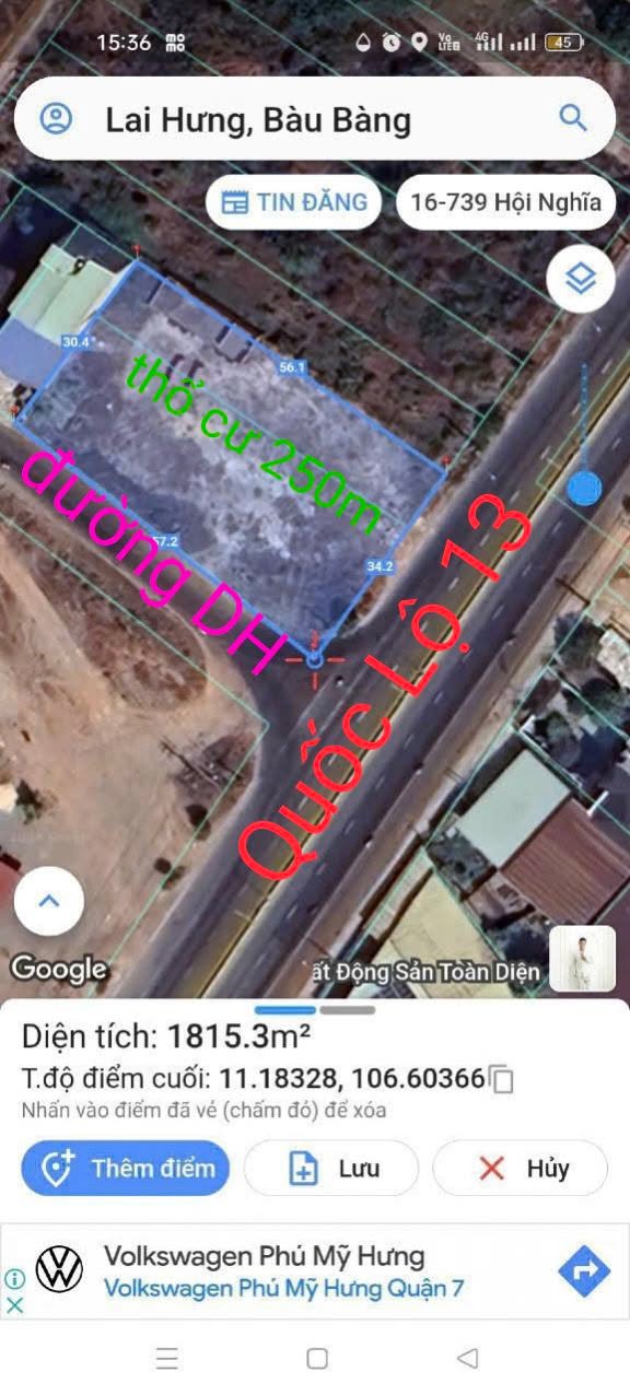 Đất Bàu Bàng 1938m² mặt tiền QL13 - Cơ hội đầu tư tuyệt vời!