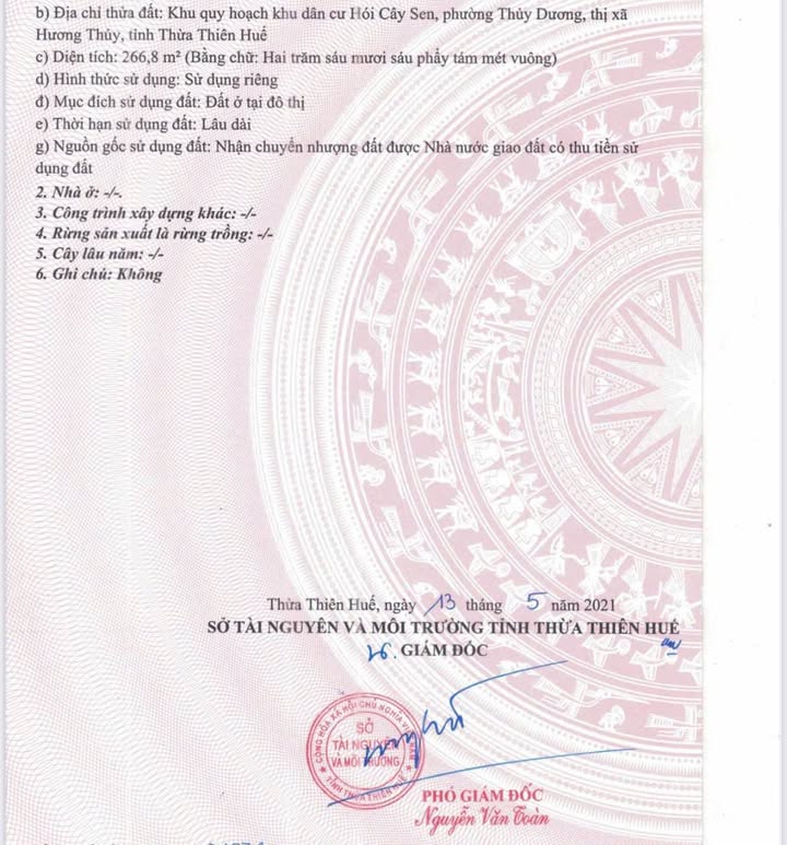 Đất KQH Hói Sen, Thủy Dương, 266m² giá 5.852 tỷ - Đầu tư sinh lời ngay!