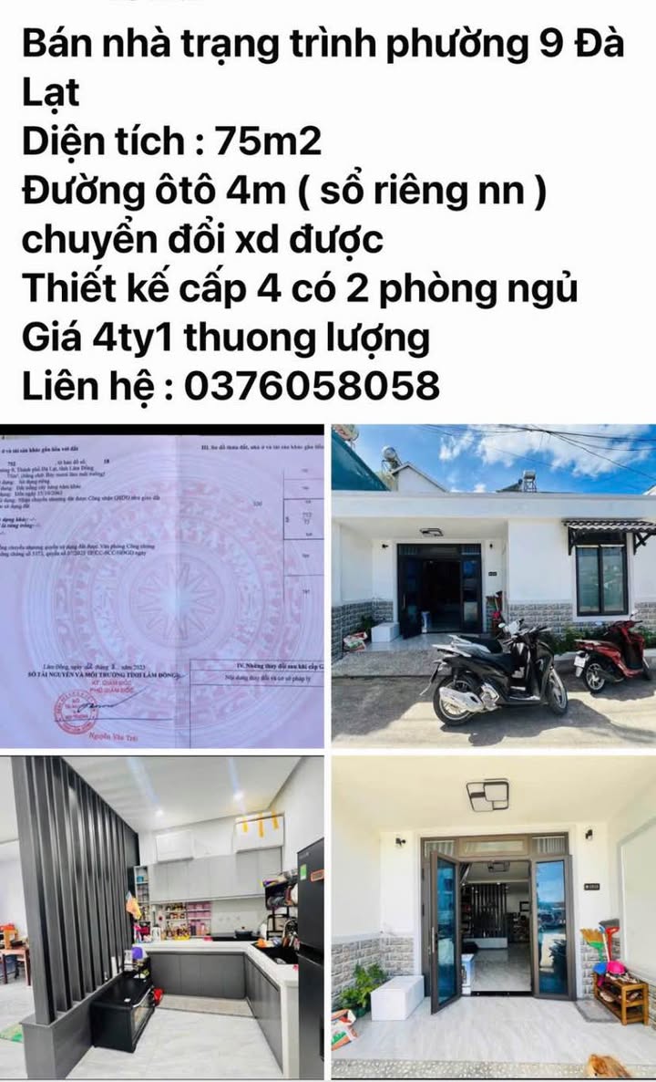 Nhà riêng Trạng Trình, Đà Lạt 72m² giá 4.1 tỷ - Thiết kế tiện nghi, sẵn sàng ở ngay!