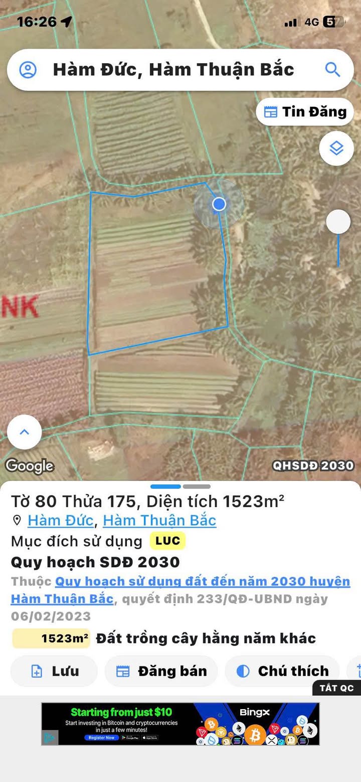 Đất nền 1.5 sào tại thôn 6, xã Hàm Đức - Giá chỉ 500 triệu, sổ hồng riêng!