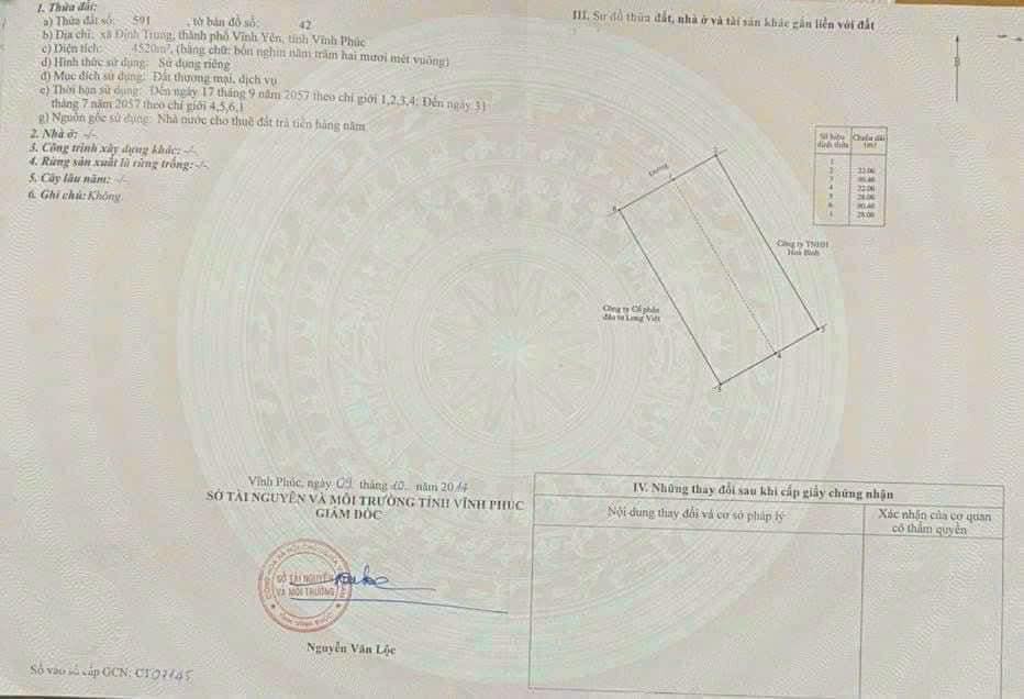 Đất nền 4520m² đường Nguyễn Tất Thành, Vĩnh Yên giá 50 tỷ - Cơ hội đầu tư hấp dẫn!